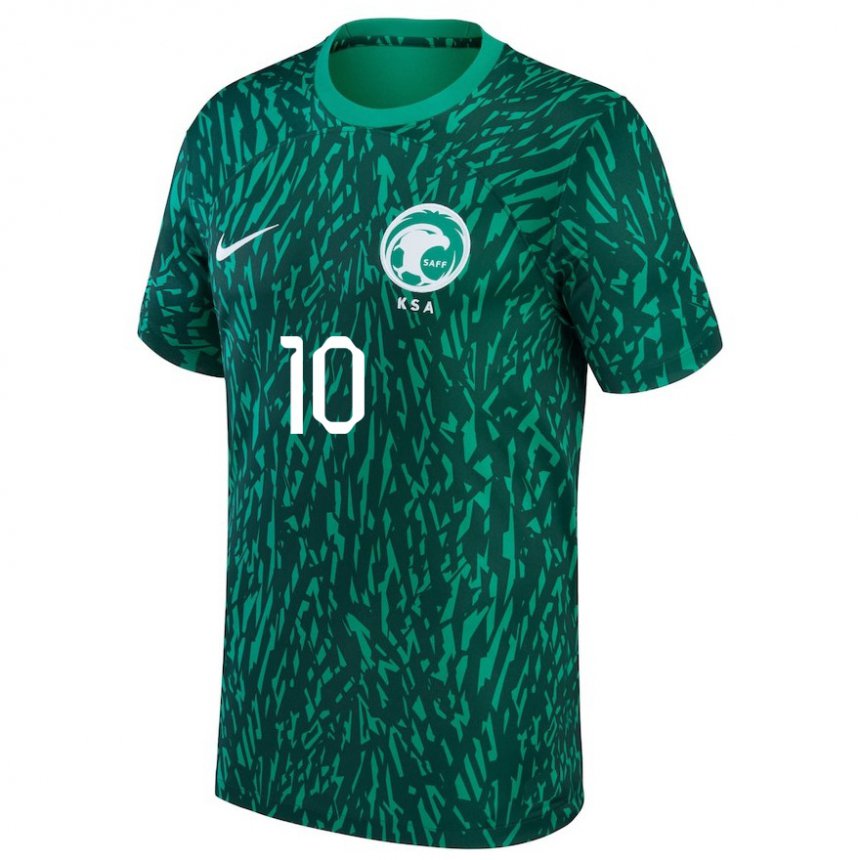 Niño Camiseta Arabia Saudita Salem Al Dawsari #10 Verde Oscuro 2ª Equipación 22-24 La Camisa Perú