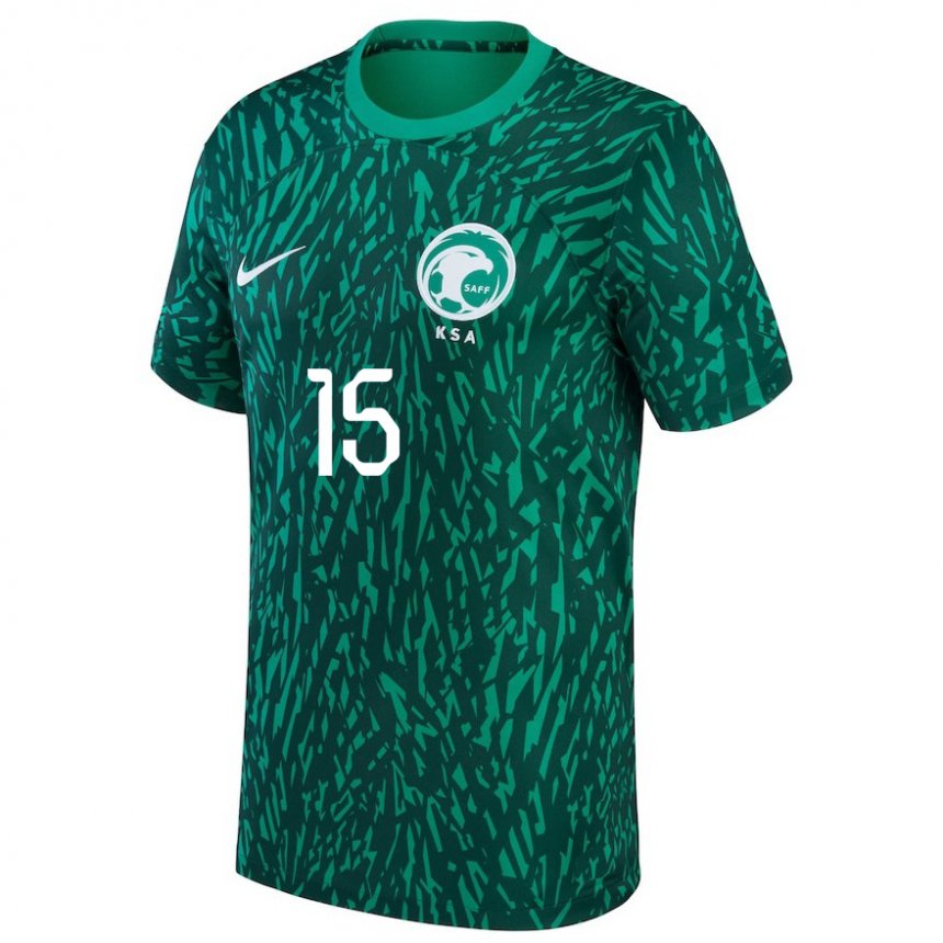 Niño Camiseta Arabia Saudita Ali Al Hassan #15 Verde Oscuro 2ª Equipación 22-24 La Camisa Perú