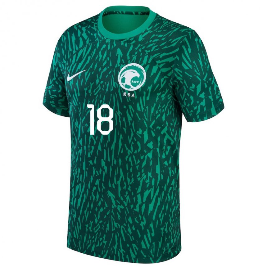 Niño Camiseta Arabia Saudita Nawaf Al Abid #18 Verde Oscuro 2ª Equipación 22-24 La Camisa Perú