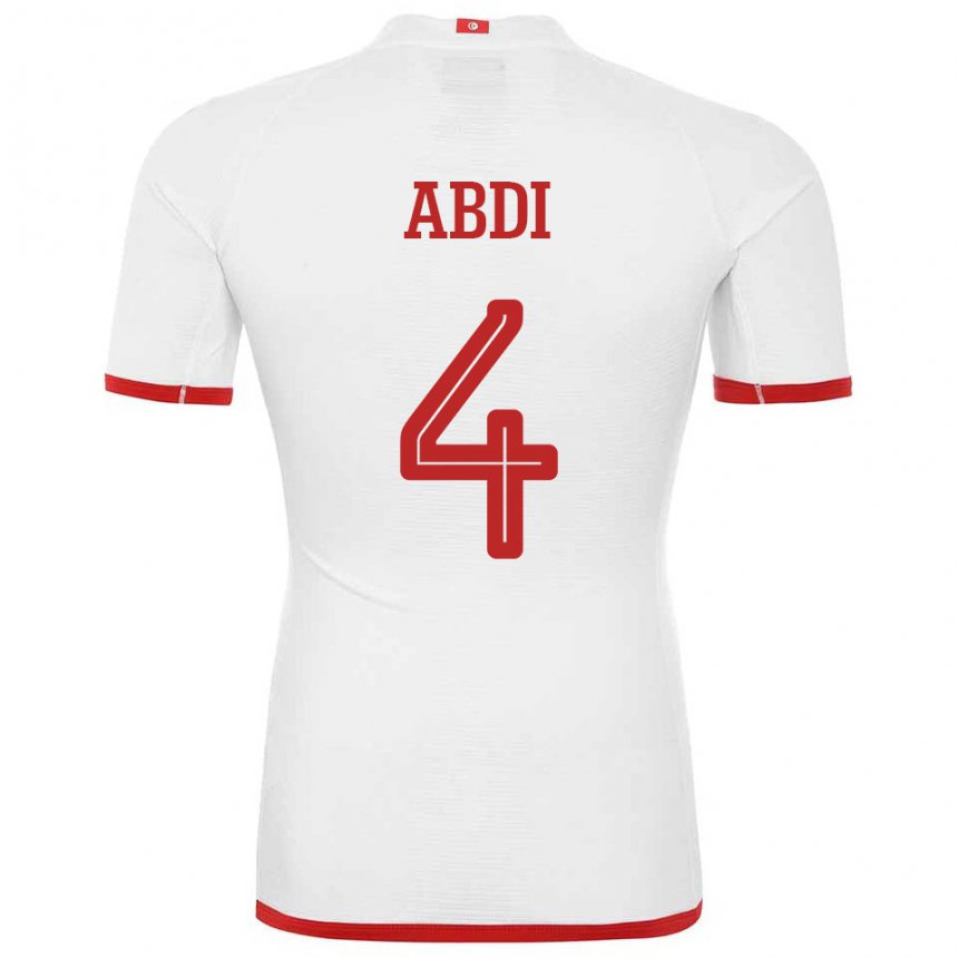 Niño Camiseta Túnez Ali Abdi #4 Blanco 2ª Equipación 22-24 La Camisa Perú