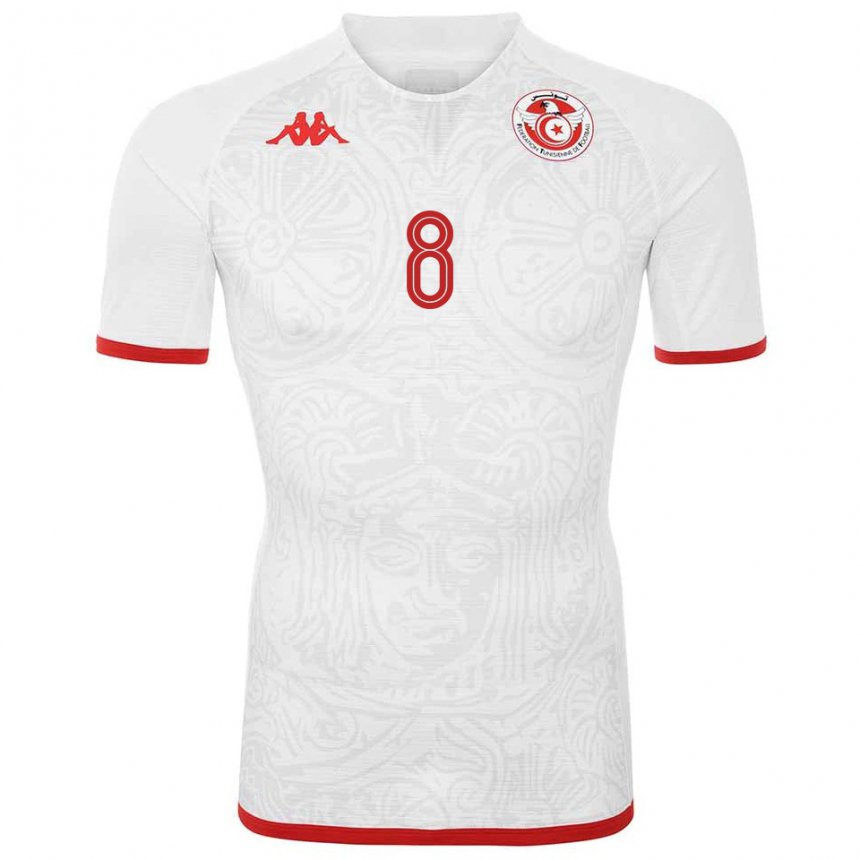 Niño Camiseta Túnez Saif Eddine Khaoui #8 Blanco 2ª Equipación 22-24 La Camisa Perú