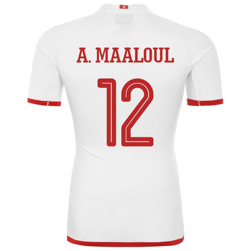 Niño Camiseta Túnez Ali Maaloul #12 Blanco 2ª Equipación 22-24 La Camisa Perú