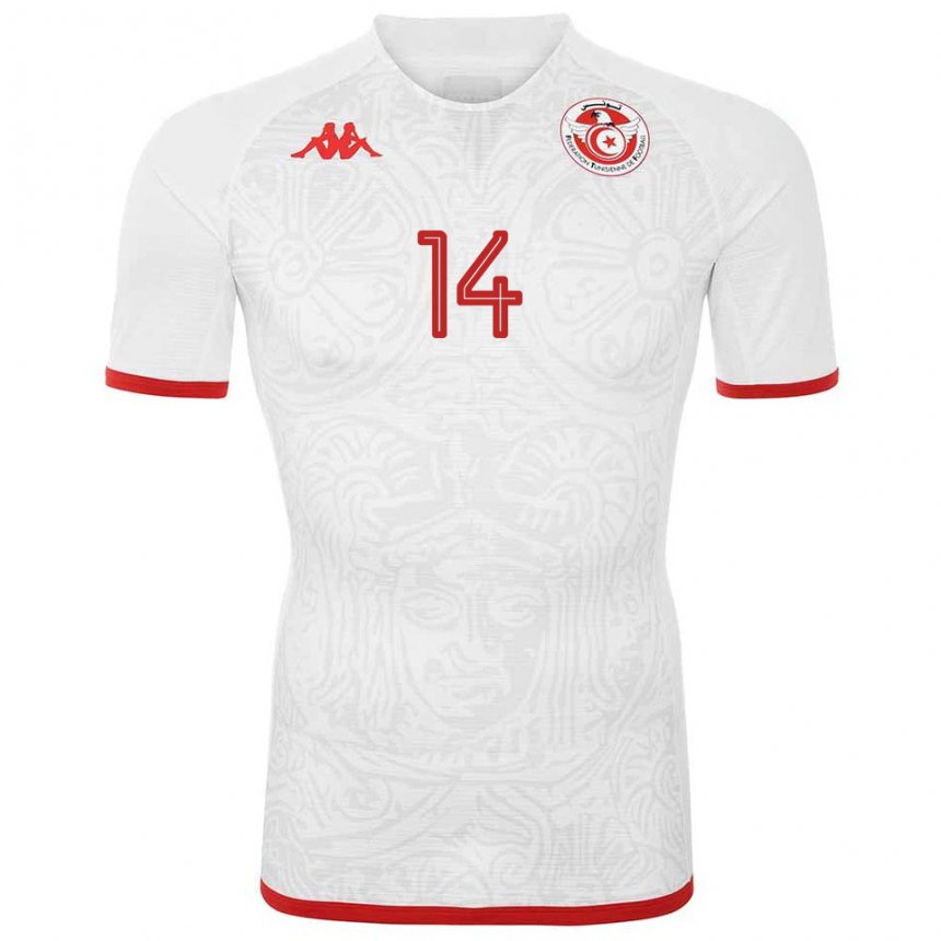 Niño Camiseta Túnez Hannibal Mejbri #14 Blanco 2ª Equipación 22-24 La Camisa Perú