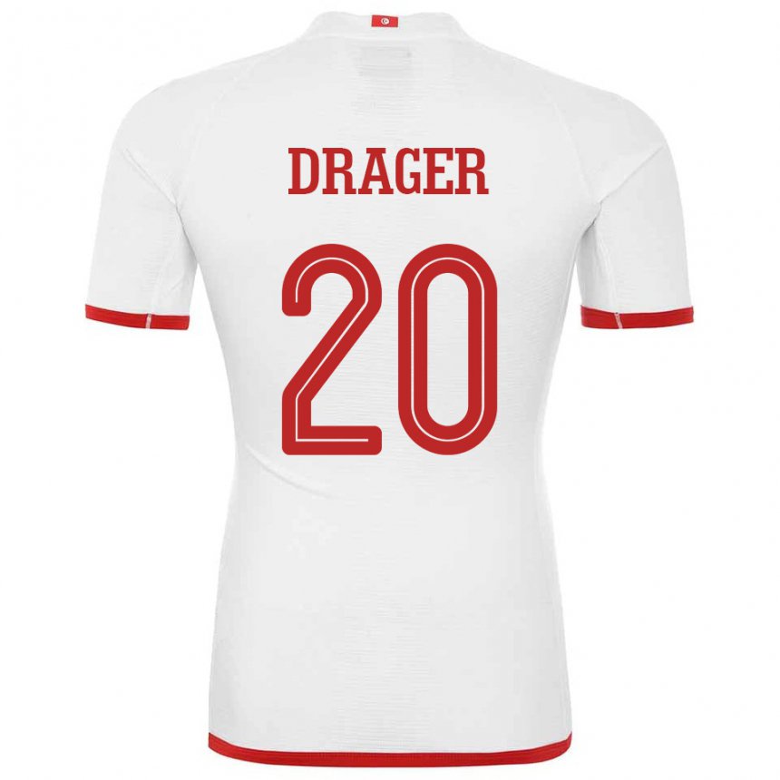 Niño Camiseta Túnez Mohamed Drager #20 Blanco 2ª Equipación 22-24 La Camisa Perú