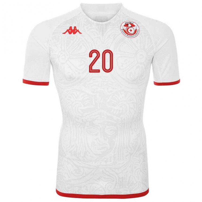 Niño Camiseta Túnez Mohamed Drager #20 Blanco 2ª Equipación 22-24 La Camisa Perú