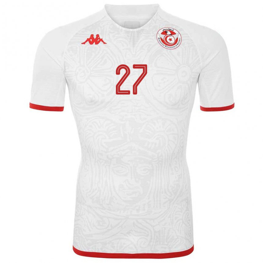 Niño Camiseta Túnez Issam Jebali #27 Blanco 2ª Equipación 22-24 La Camisa Perú