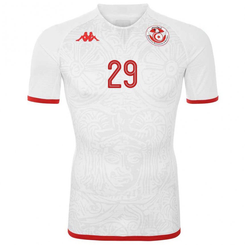 Niño Camiseta Túnez Sayfallah Ltaief #29 Blanco 2ª Equipación 22-24 La Camisa Perú