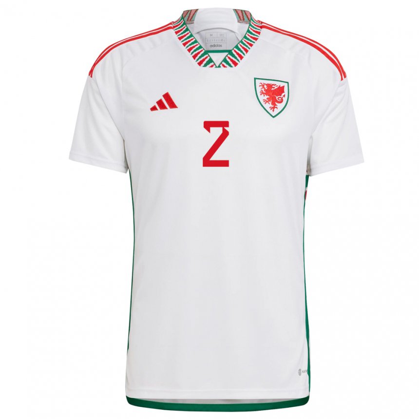 Niño Camiseta Gales Chris Gunter #2 Blanco 2ª Equipación 22-24 La Camisa Perú