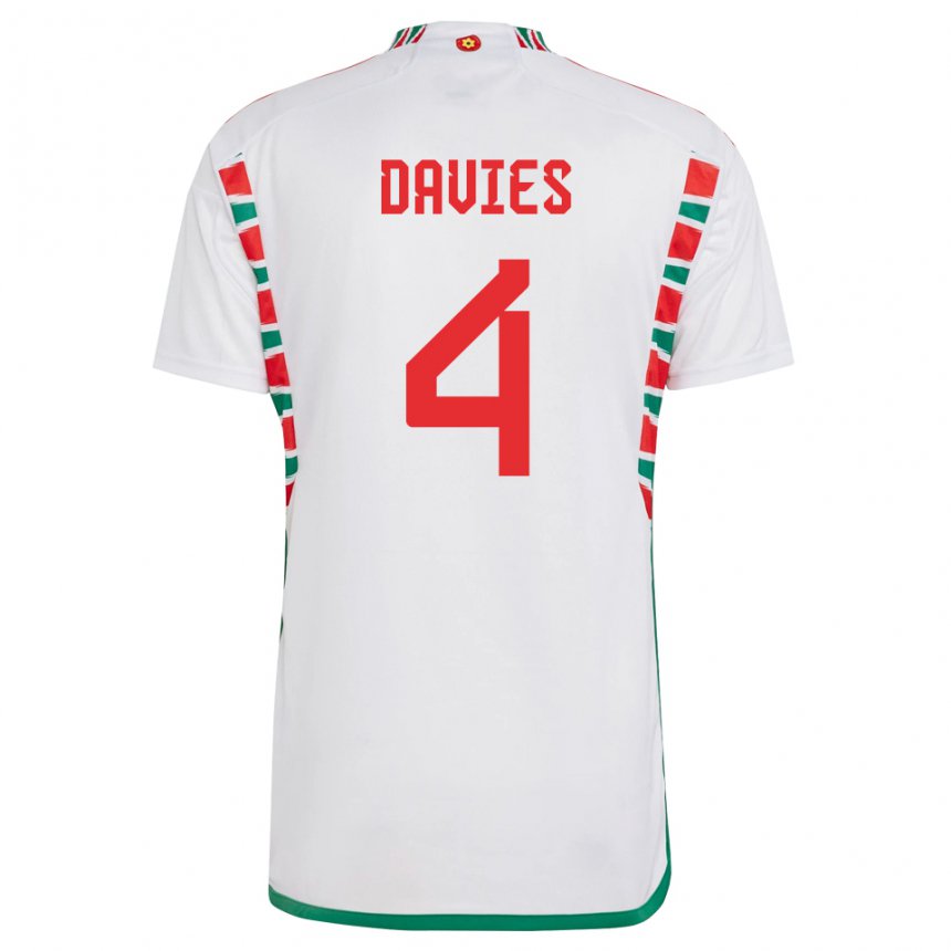 Niño Camiseta Gales Ben Davies #4 Blanco 2ª Equipación 22-24 La Camisa Perú
