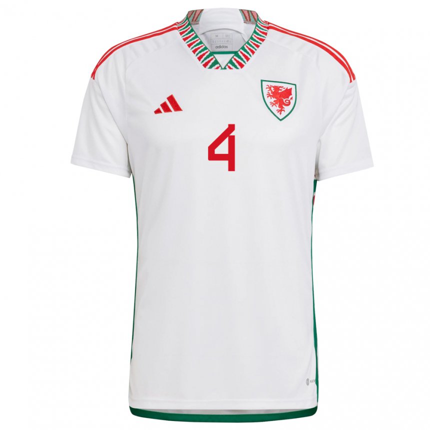 Niño Camiseta Gales Ben Davies #4 Blanco 2ª Equipación 22-24 La Camisa Perú