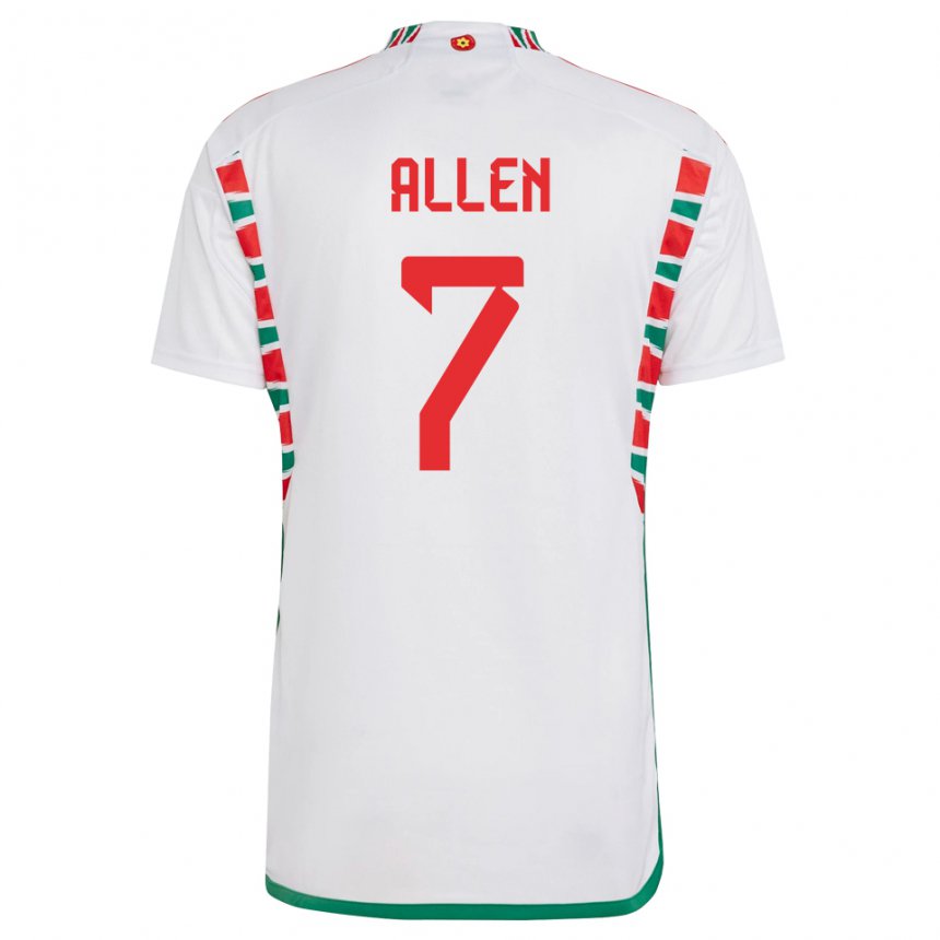 Niño Camiseta Gales Joe Allen #7 Blanco 2ª Equipación 22-24 La Camisa Perú