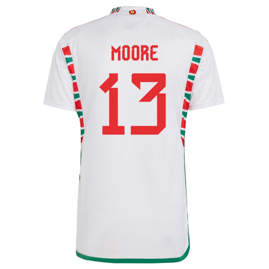 Niño Camiseta Gales Kieffer Moore #13 Blanco 2ª Equipación 22-24 La Camisa Perú