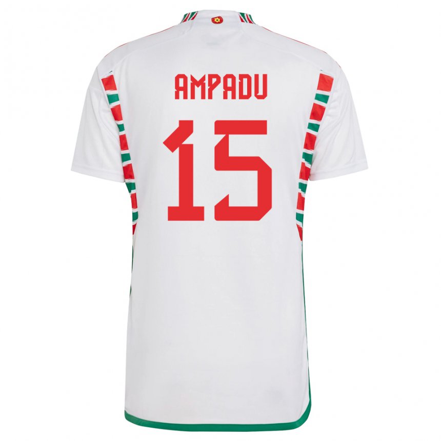 Niño Camiseta Gales Ethan Ampadu #15 Blanco 2ª Equipación 22-24 La Camisa Perú