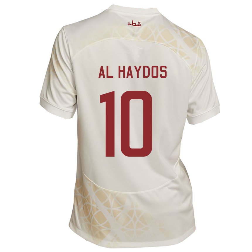 Niño Camiseta Catar Hasan Al Haydos #10 Beis Dorado 2ª Equipación 22-24 La Camisa Perú