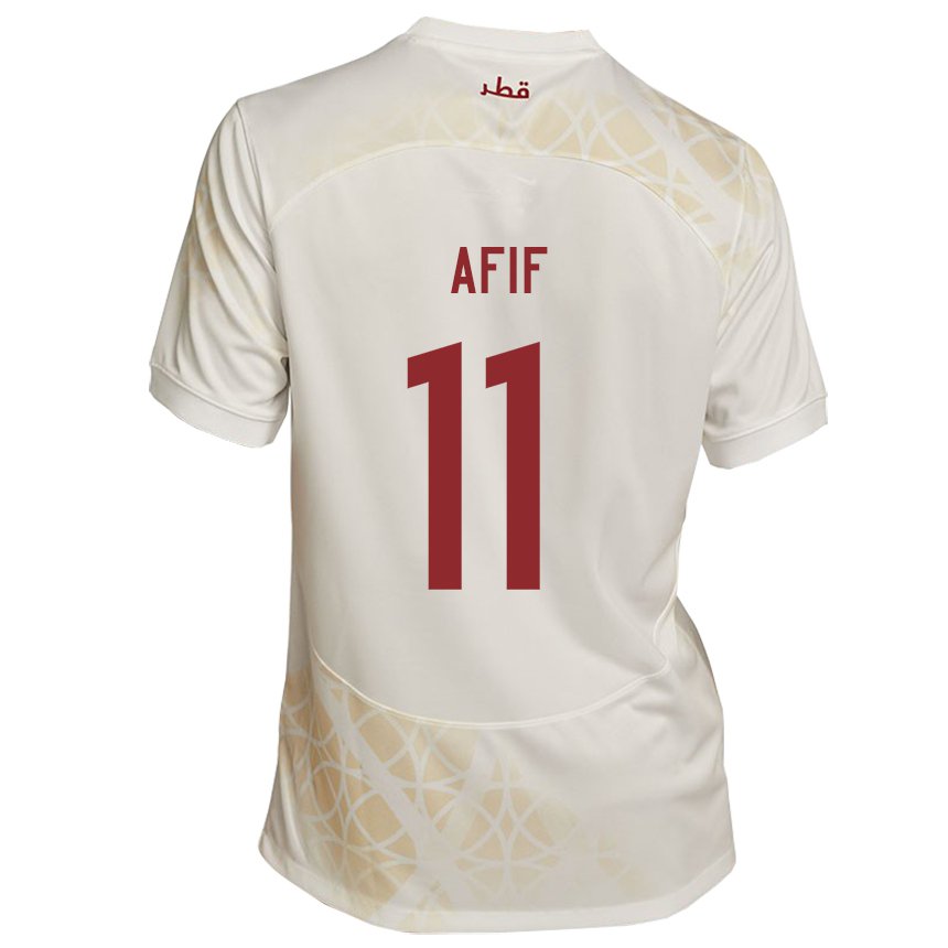 Niño Camiseta Catar Akram Afif #11 Beis Dorado 2ª Equipación 22-24 La Camisa Perú