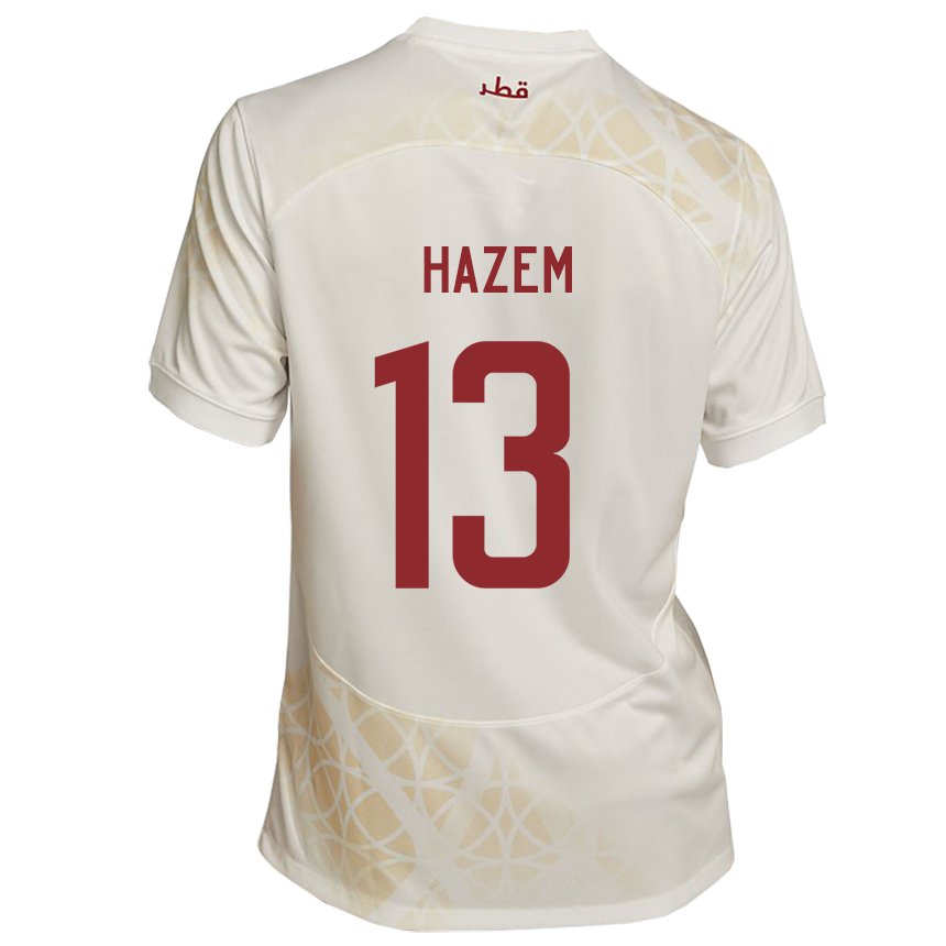 Niño Camiseta Catar Hazem Shehata #13 Beis Dorado 2ª Equipación 22-24 La Camisa Perú