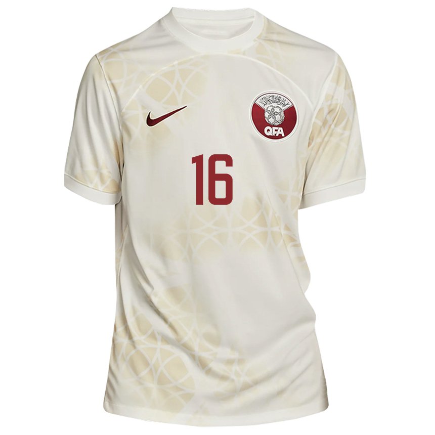 Niño Camiseta Catar Boualem Khoukhi #16 Beis Dorado 2ª Equipación 22-24 La Camisa Perú