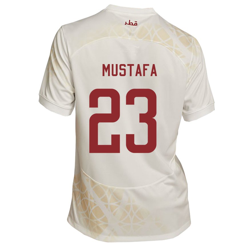 Niño Camiseta Catar Mustafa Mashaal #23 Beis Dorado 2ª Equipación 22-24 La Camisa Perú