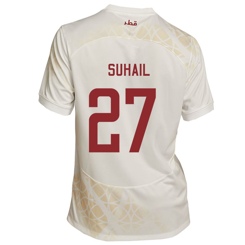 Niño Camiseta Catar Ahmed Suhail #27 Beis Dorado 2ª Equipación 22-24 La Camisa Perú