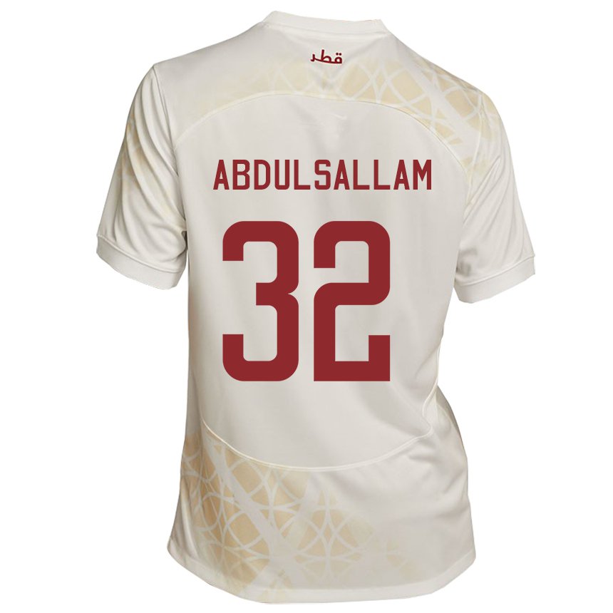 Niño Camiseta Catar Jassem Gaber Abdulsallam #32 Beis Dorado 2ª Equipación 22-24 La Camisa Perú