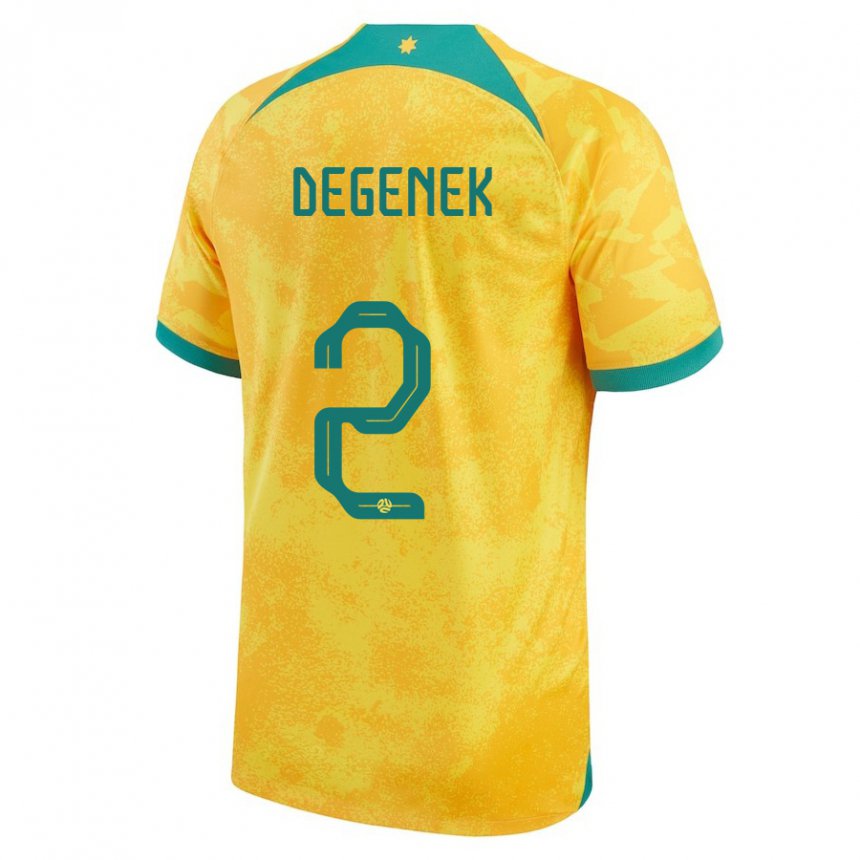 Hombre Camiseta Australia Milos Degenek #2 Dorado 1ª Equipación 22-24 La Camisa Perú