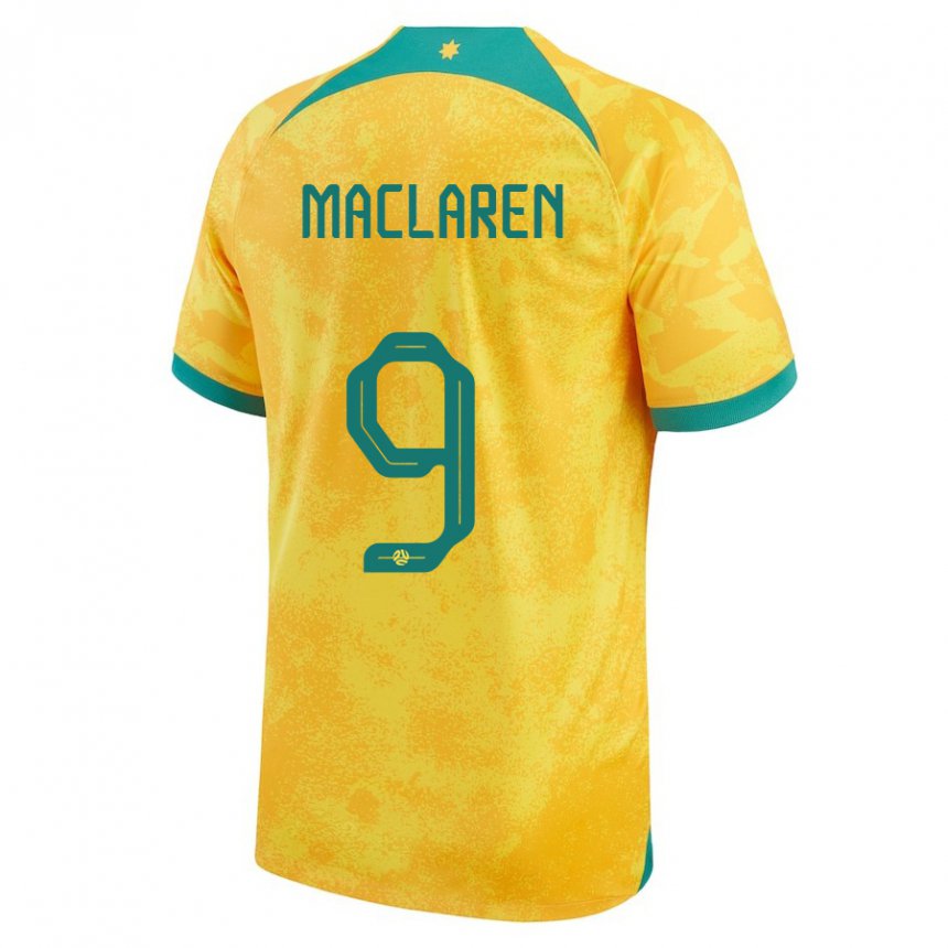 Hombre Camiseta Australia Jamie Maclaren #9 Dorado 1ª Equipación 22-24 La Camisa Perú