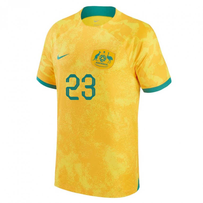 Hombre Camiseta Australia Tom Rogic #23 Dorado 1ª Equipación 22-24 La Camisa Perú