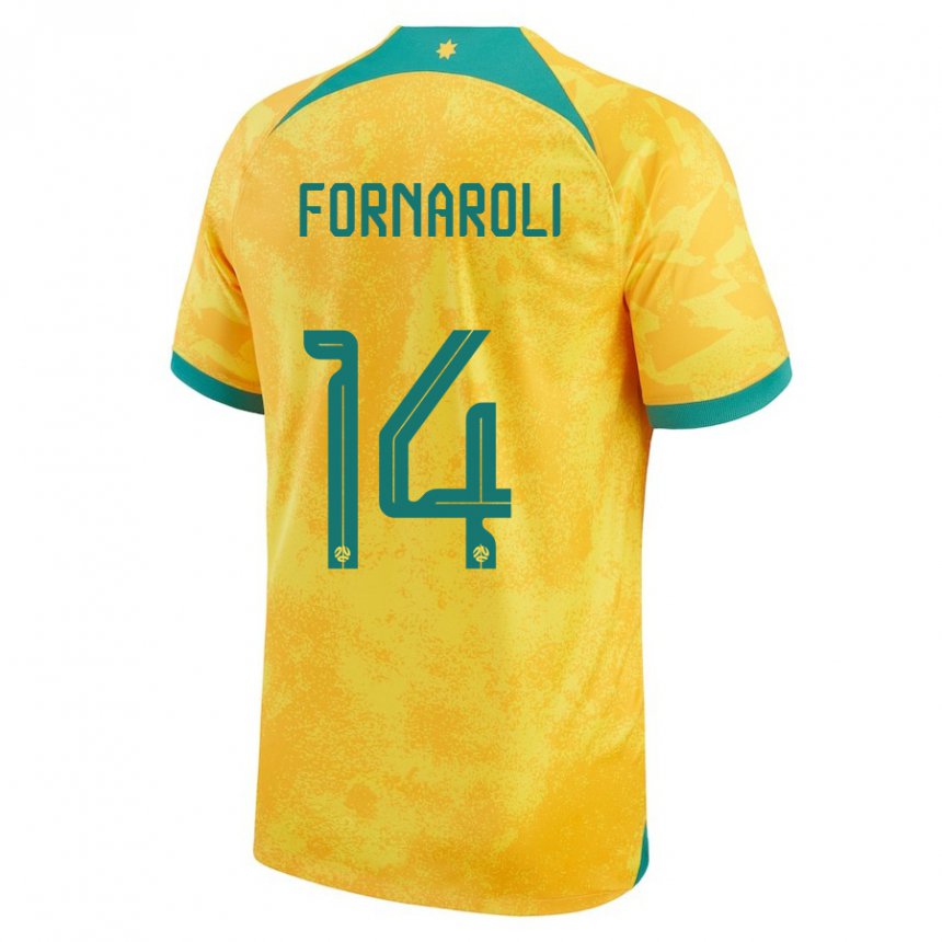 Hombre Camiseta Australia Bruno Fornaroli #14 Dorado 1ª Equipación 22-24 La Camisa Perú