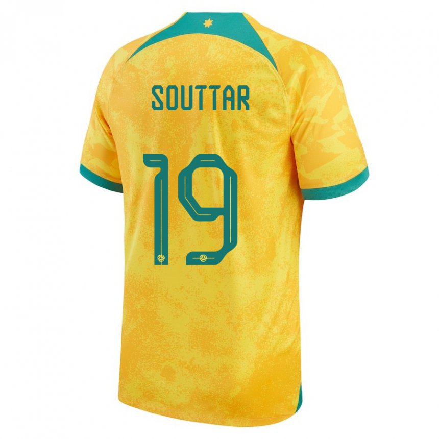 Hombre Camiseta Australia Harry Souttar #19 Dorado 1ª Equipación 22-24 La Camisa Perú