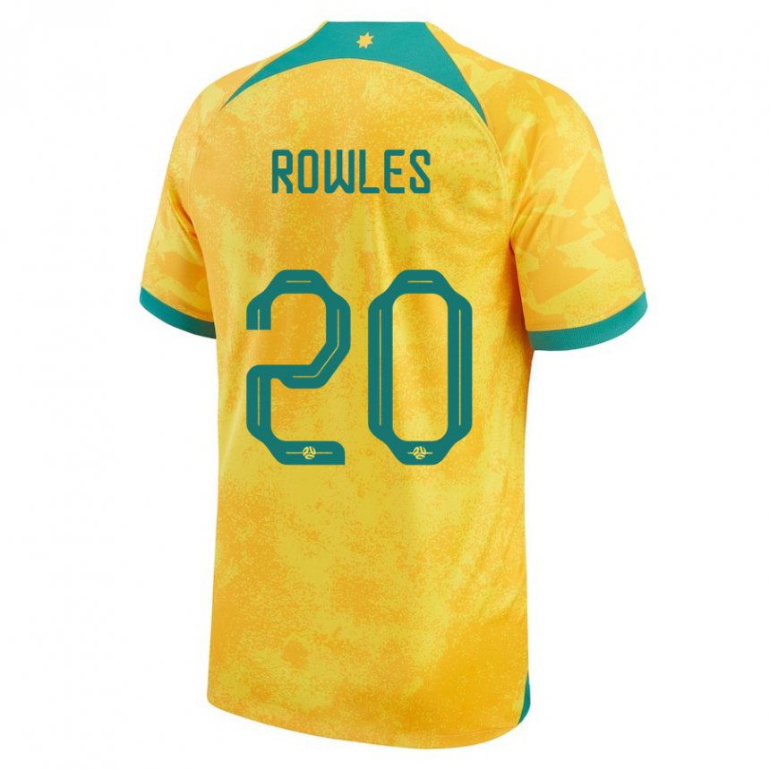 Hombre Camiseta Australia Kye Rowles #20 Dorado 1ª Equipación 22-24 La Camisa Perú