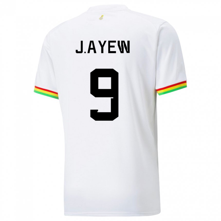 Hombre Camiseta Ghana Jordan Ayew #9 Blanco 1ª Equipación 22-24 La Camisa Perú