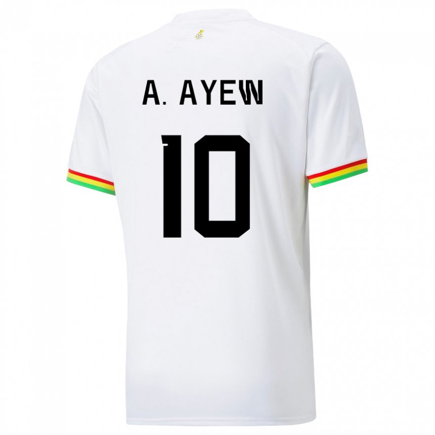 Hombre Camiseta Ghana Andre Ayew #10 Blanco 1ª Equipación 22-24 La Camisa Perú