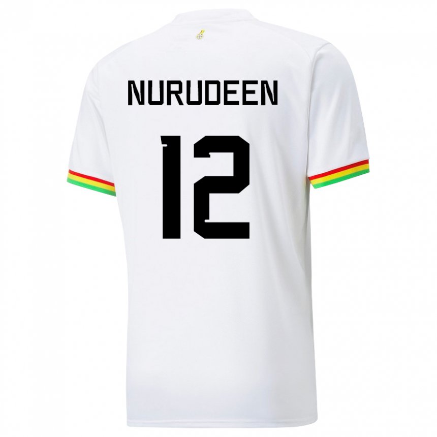 Hombre Camiseta Ghana Abdul Nurudeen #12 Blanco 1ª Equipación 22-24 La Camisa Perú