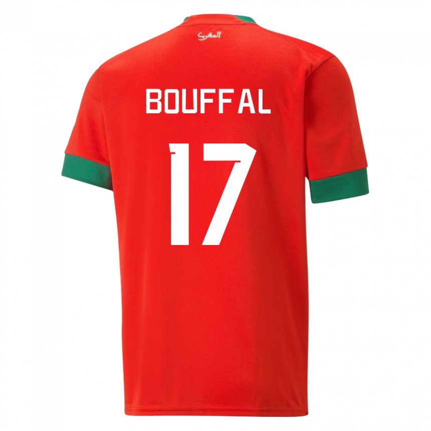 Hombre Camiseta Marruecos Soufiane Bouffal #17 Rojo 1ª Equipación 22-24 La Camisa Perú