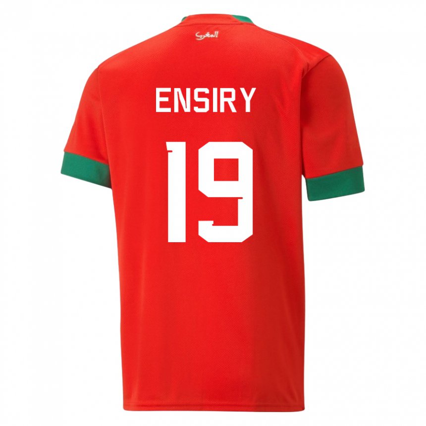 Hombre Camiseta Marruecos Youssef Ensiry #19 Rojo 1ª Equipación 22-24 La Camisa Perú