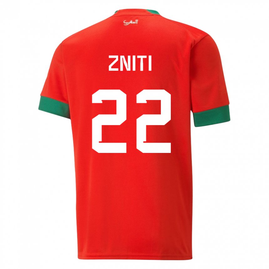 Hombre Camiseta Marruecos Anas Zniti #22 Rojo 1ª Equipación 22-24 La Camisa Perú