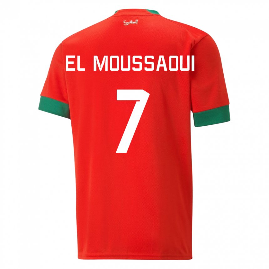 Hombre Camiseta Marruecos Hamza El Moussaoui #7 Rojo 1ª Equipación 22-24 La Camisa Perú