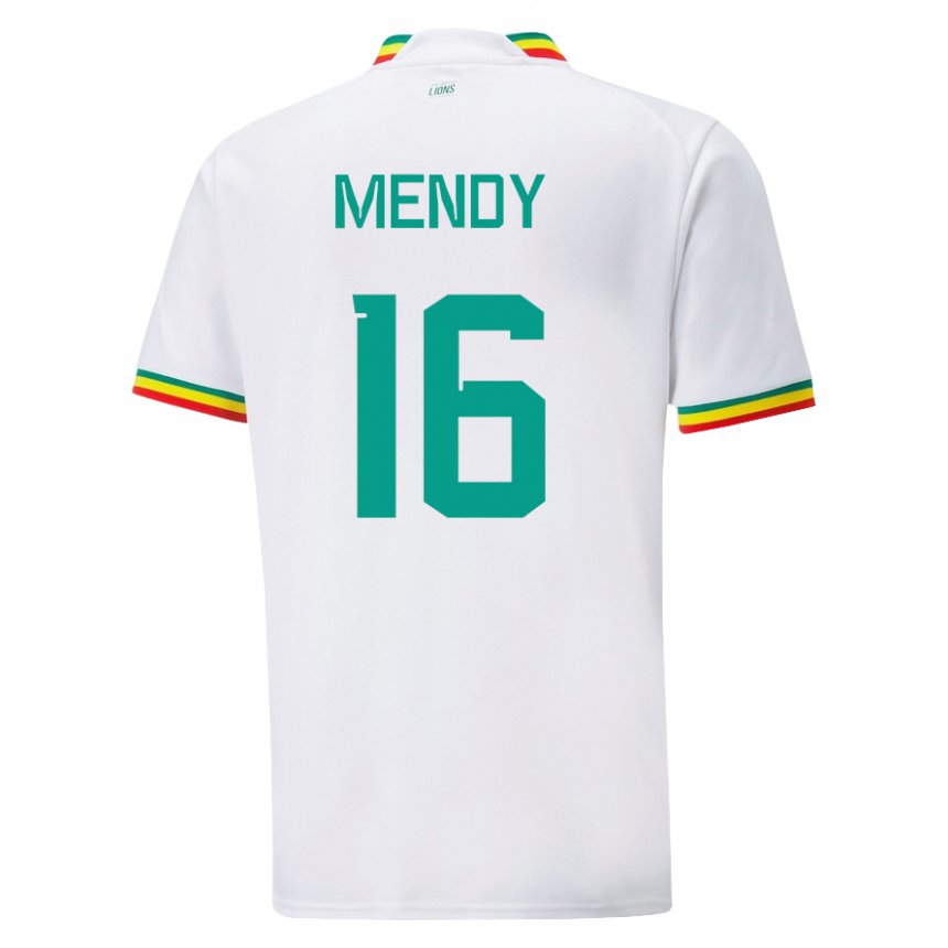 Hombre Camiseta Senegal Edouard Mendy #16 Blanco 1ª Equipación 22-24 La Camisa Perú