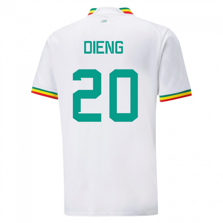 Hombre Camiseta Senegal Bamba Dieng #20 Blanco 1ª Equipación 22-24 La Camisa Perú