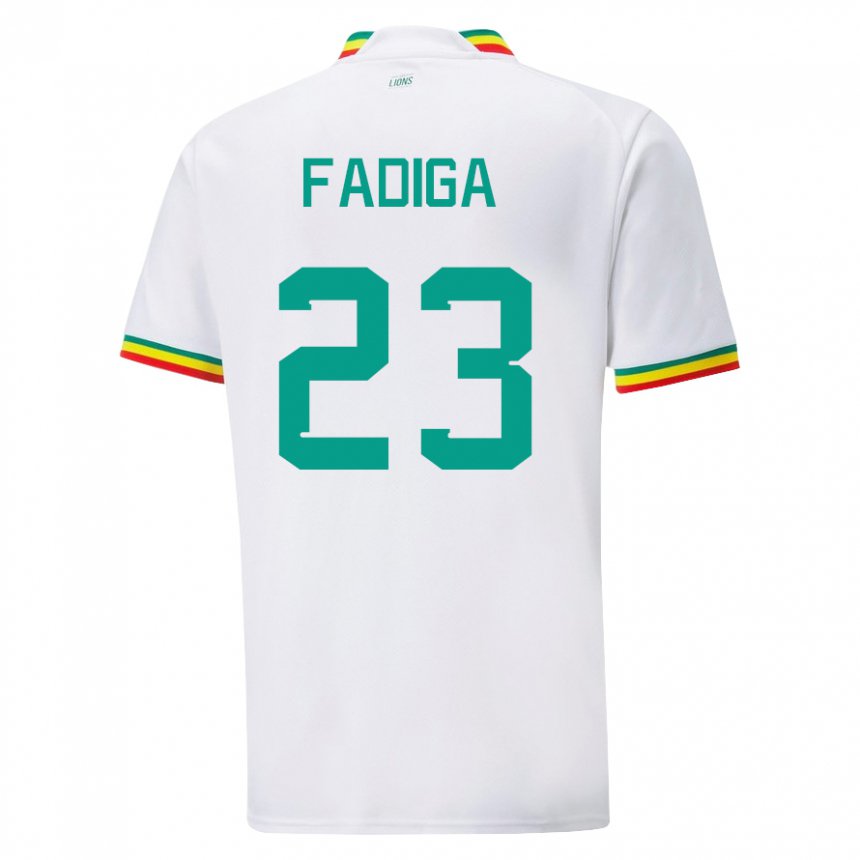 Hombre Camiseta Senegal Noah Fadiga #23 Blanco 1ª Equipación 22-24 La Camisa Perú