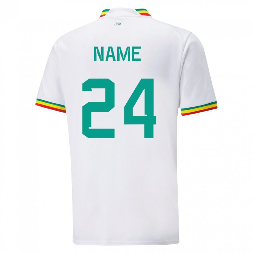 Hombre Camiseta Senegal Moustapha Name #24 Blanco 1ª Equipación 22-24 La Camisa Perú