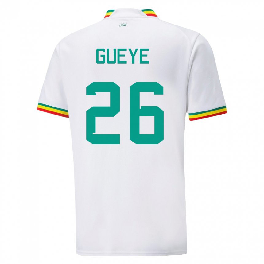 Hombre Camiseta Senegal Pape Gueye #26 Blanco 1ª Equipación 22-24 La Camisa Perú