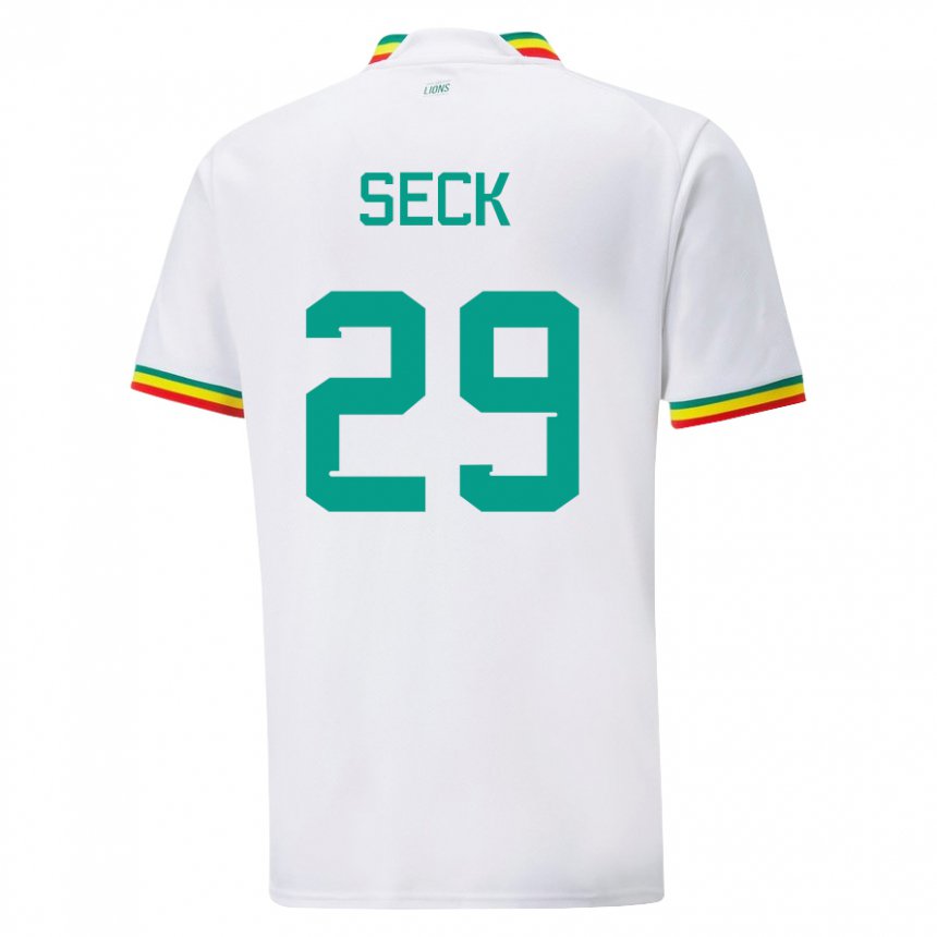 Hombre Camiseta Senegal Demba Seck #29 Blanco 1ª Equipación 22-24 La Camisa Perú