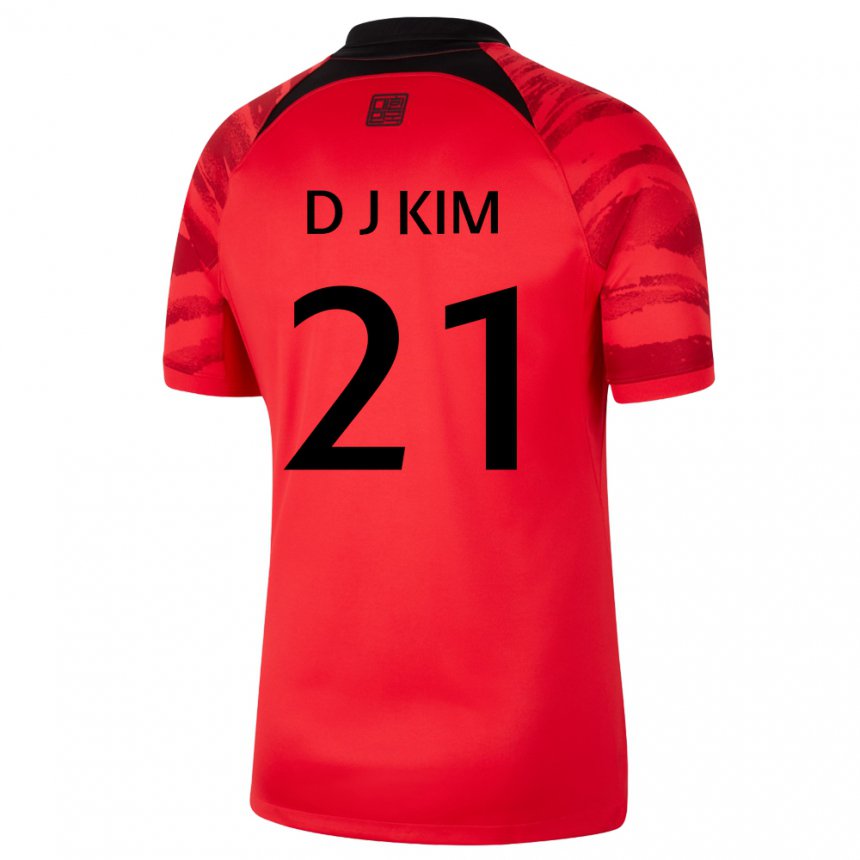 Hombre Camiseta Corea Del Sur Dong-jun Kim #21 Rojo Volver 1ª Equipación 22-24 La Camisa Perú