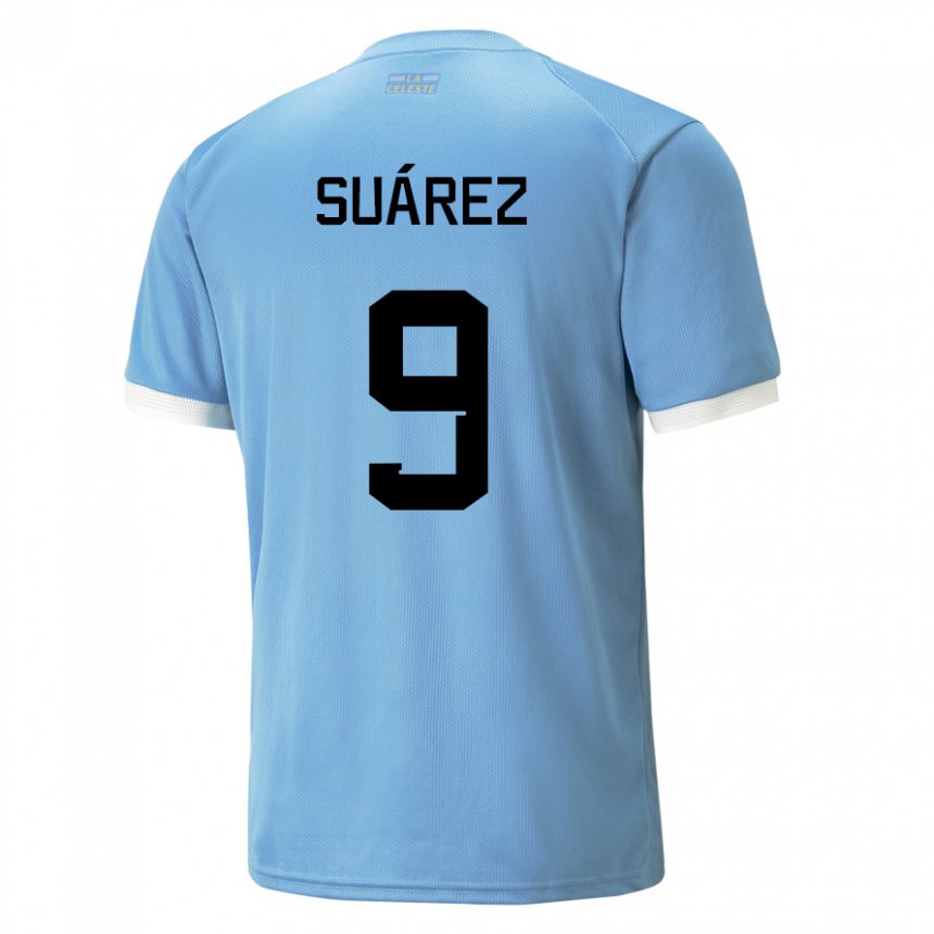 Hombre Camiseta Uruguay Luis Suarez #9 Azul 1ª Equipación 22-24 La Camisa Perú