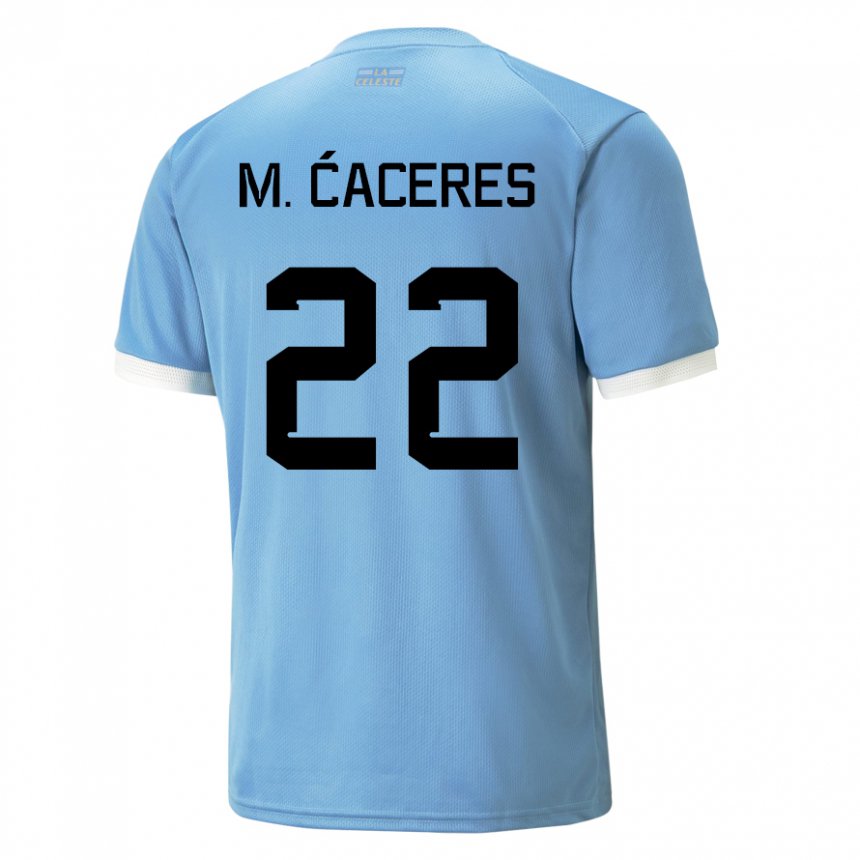 Hombre Camiseta Uruguay Martin Caceres #22 Azul 1ª Equipación 22-24 La Camisa Perú