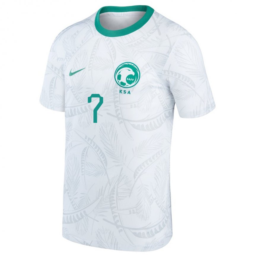 Hombre Camiseta Arabia Saudita Salman Al Faraj #7 Blanco 1ª Equipación 22-24 La Camisa Perú