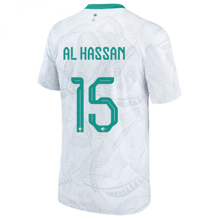 Hombre Camiseta Arabia Saudita Ali Al Hassan #15 Blanco 1ª Equipación 22-24 La Camisa Perú