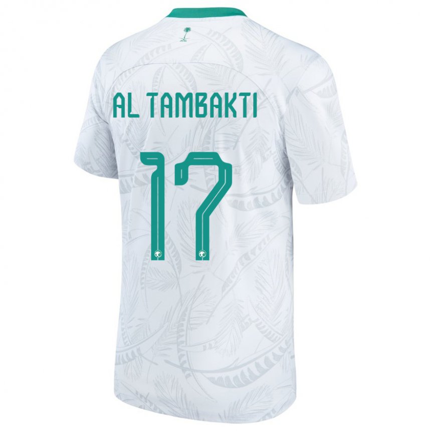 Hombre Camiseta Arabia Saudita Hassan Al Tambakti #17 Blanco 1ª Equipación 22-24 La Camisa Perú