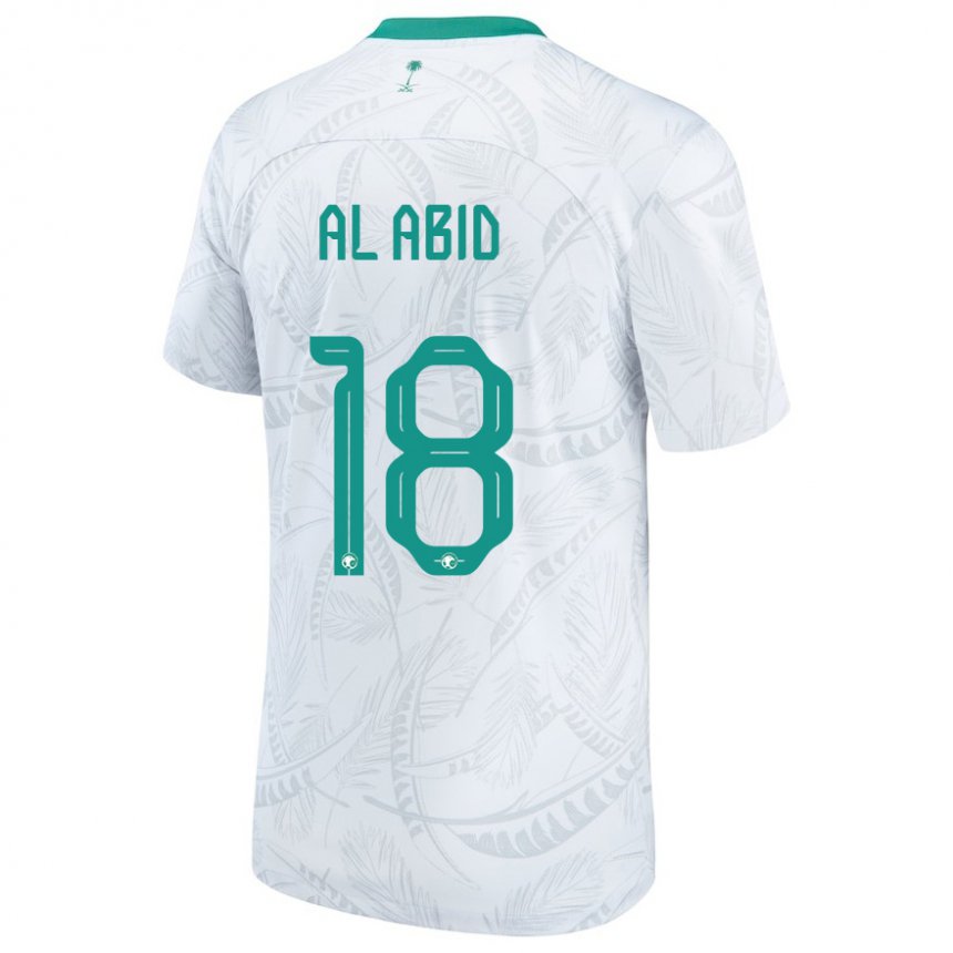 Hombre Camiseta Arabia Saudita Nawaf Al Abid #18 Blanco 1ª Equipación 22-24 La Camisa Perú
